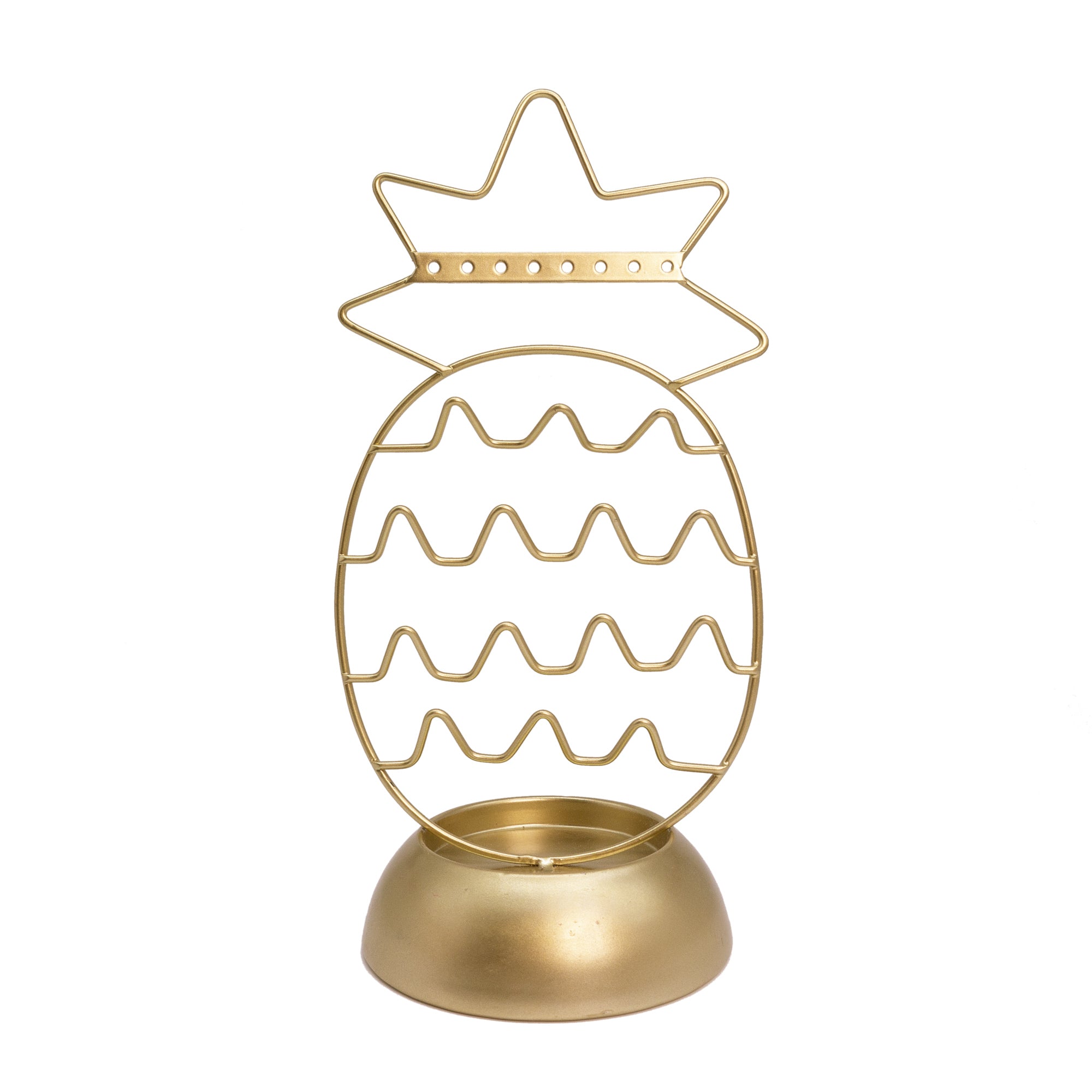 Gold pineapple-shaped decorative stand on a white background