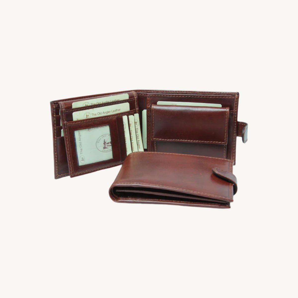 "Brown leather bifold wallet with RFID blocking – classic, slim, and secure for everyday use"