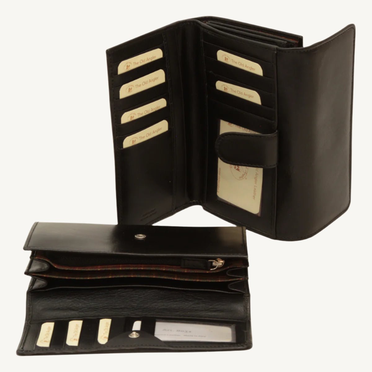 "Women's black cowhide leather wallet with RFID blocking – elegant, secure, and perfect for daily use"