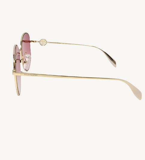 Alexander McQueen AM0288S-004 Women’s Sunglasses Gold Frame Red Gradient Lenses 62mm