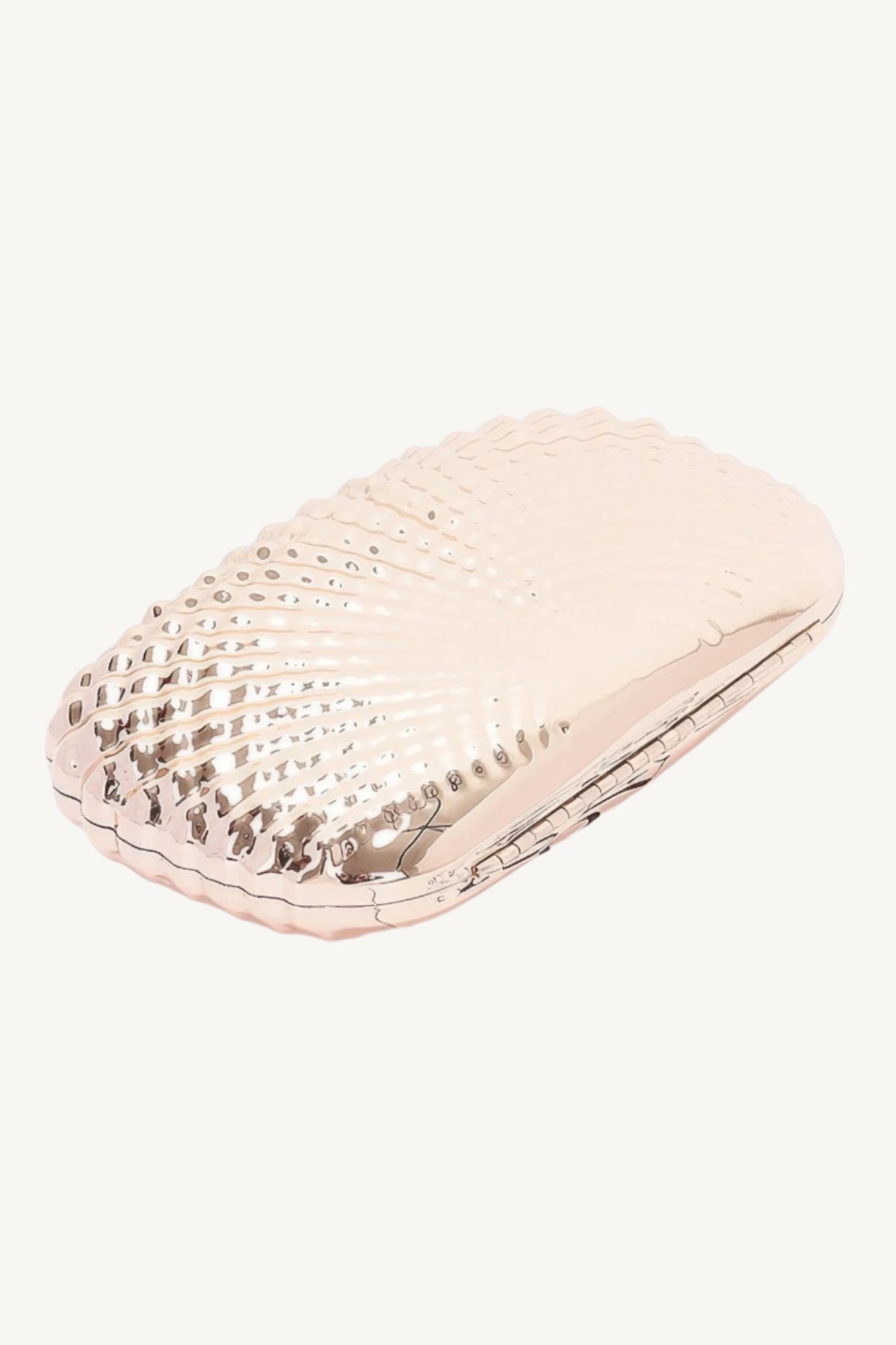 Mixed metal clutch with polished finish and structured silhouette – compact, radiant, and perfect for formal events or stylish evenings out.