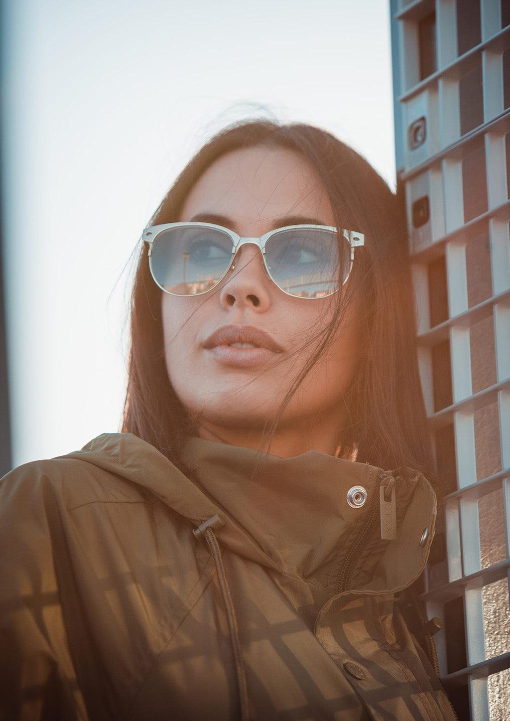 V2 Titanium Clubmasters sunglasses with 24K gold-plated frame — sleek, lightweight, and timelessly stylish, available now for pre-order.