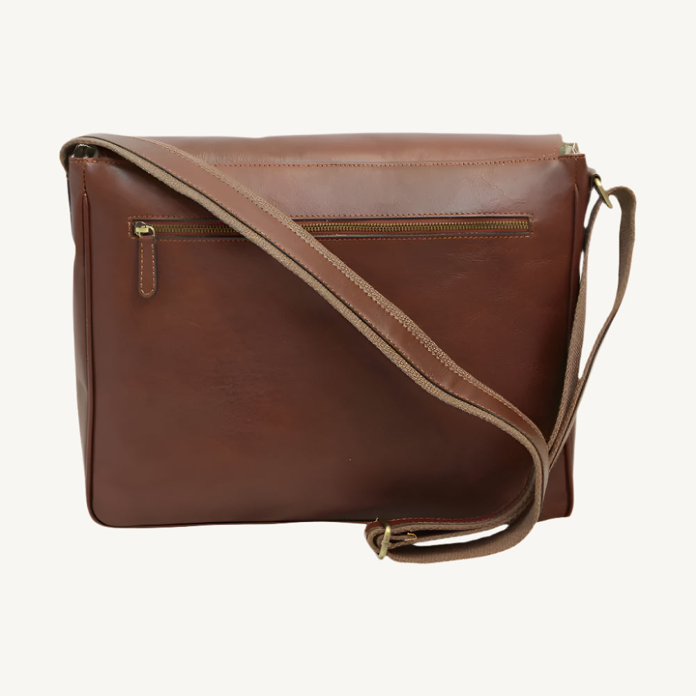 Cowhide Leather Messenger Bag – Dark Brown Full-Grain Calfskin