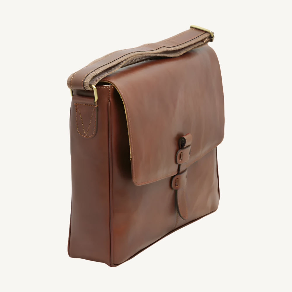 Cowhide Leather Messenger Bag – Dark Brown Full-Grain Calfskin