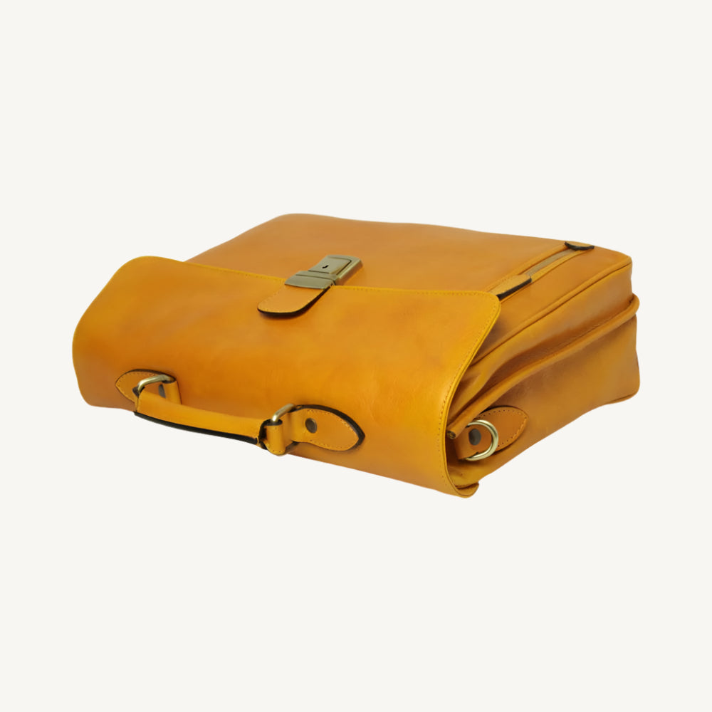 Full Grain Leather Briefcase – Yellow Ocher