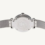 Versace VE1CA0423 Lady ladies watch with silver-tone polished/matte stainless steel case and bracelet, silver-grey dial, sapphire glass – sophisticated Swiss quartz watch for women.