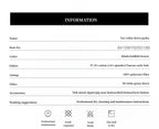 Product information sheet for a fur collar down parka with specifications and care instructions.