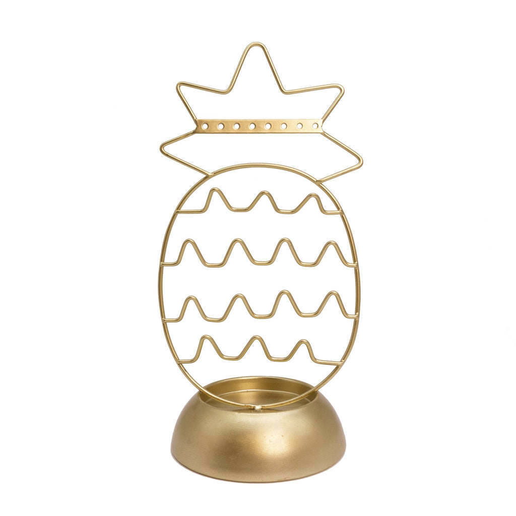 Gold pineapple-shaped decorative stand on a white background