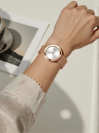 Marco Milano MH99191L1 ladies watch with rose gold-tone polished stainless steel case and bracelet, silver dial, slim profile – elegant Japanese quartz timepiece for women.