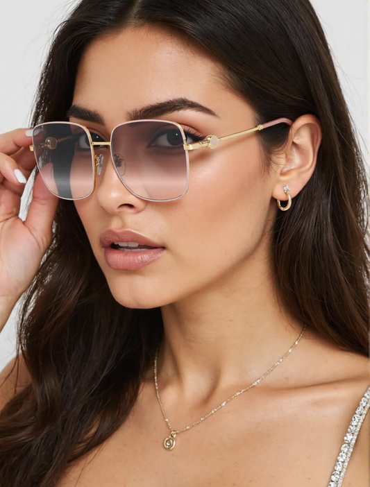Bvlgari BV6165-20633B-57 Unisex Sunglasses – Rose Gold & Champagne (57mm)