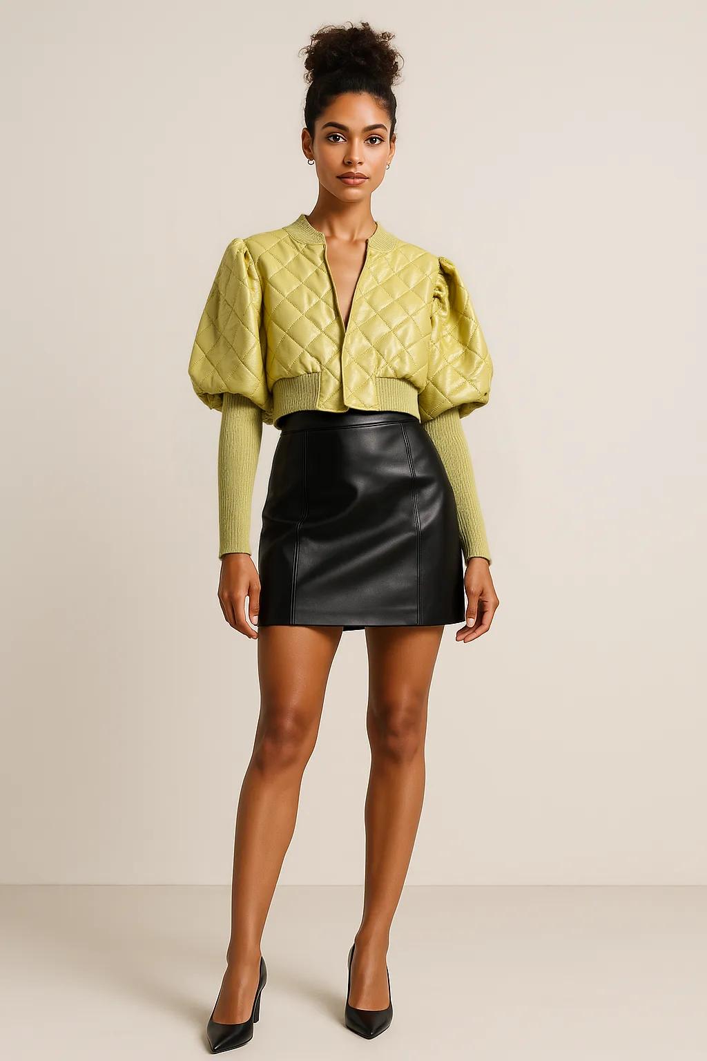 Knitted Faux-Leather Jacket for Women, Greenwich Village, BYMANYC New York. ..