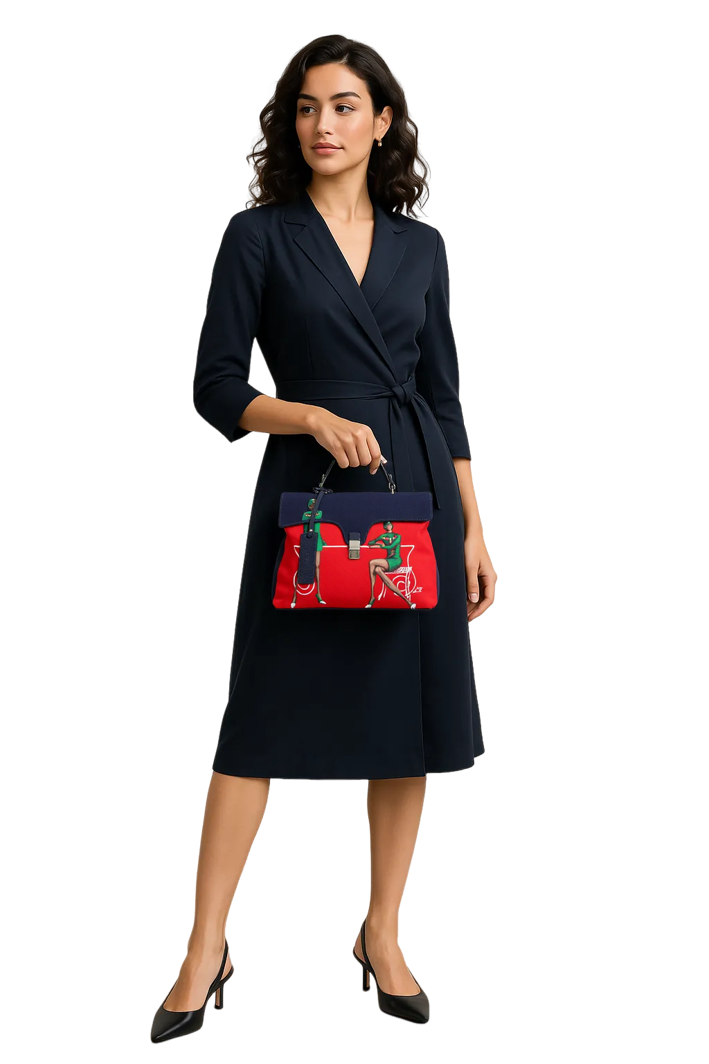  Hand-painted designer handbag featuring artistic Italian-inspired details, blending fine art with elegant, functional fashion.