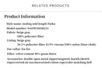 Product information text for a tooling mid-length parka on a white background