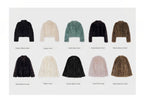 Collection of various fur coats displayed with color labels on a white background