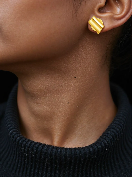 14K Yellow Gold Polished Rectangular Post Earrings.