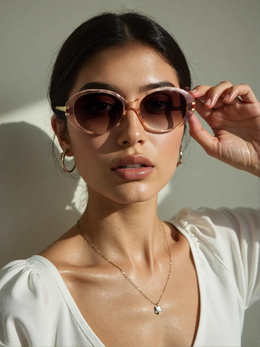 Longchamp LO610SA-749 Women’s Sunglasses – Peach Brick & Gold Round Frame