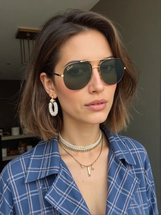 Dior ASTRAL-2M2-59 Women’s Sunglasses – Gold & Black Aviator Elegance