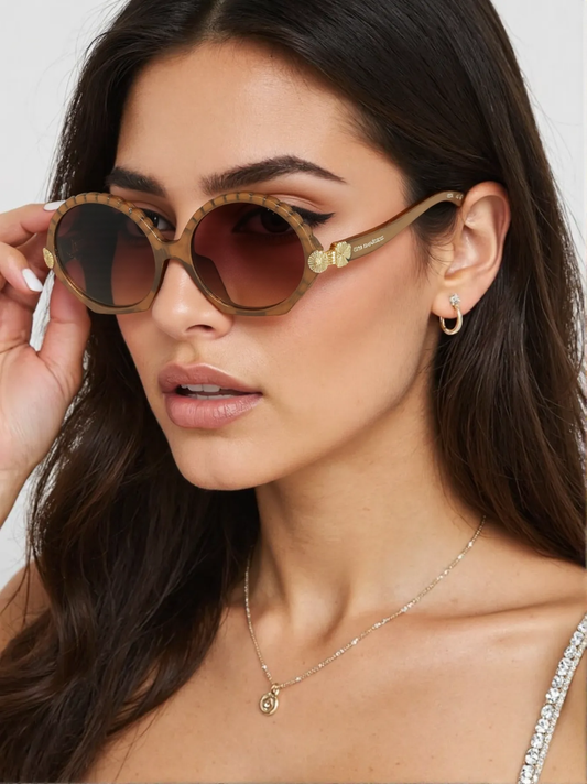 Chloé CE747SA-210 Women’s Round Sunglasses – Brown Frame