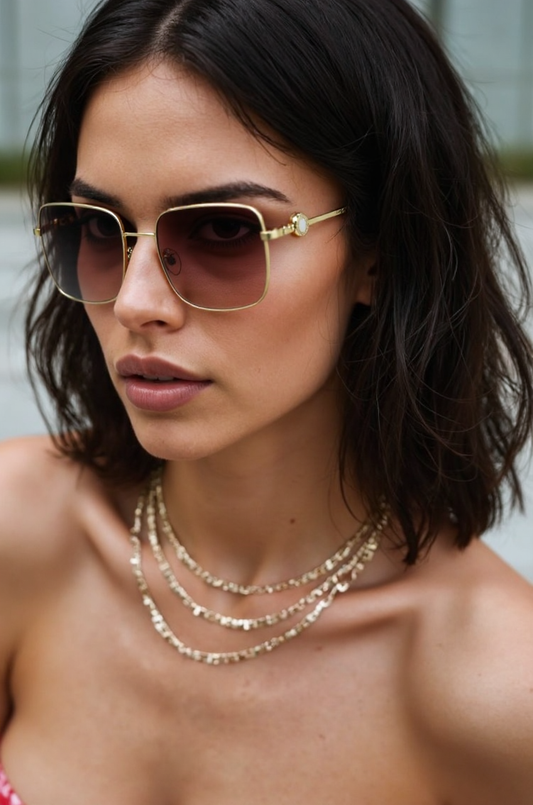 Bvlgari BV6165-278/13-57 Unisex Sunglasses – Pale Gold Rectangular (57mm)