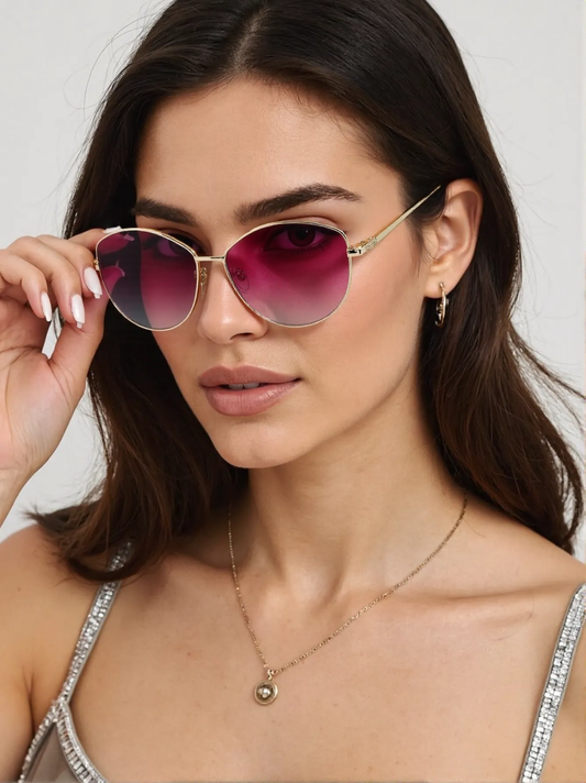 Alexander McQueen AM0288S-004 Women’s Sunglasses Gold Frame Red Gradient Lenses 62mm