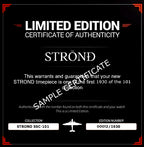 Limited Edition Certificate of Authenticity for a STROND timepiece with red border