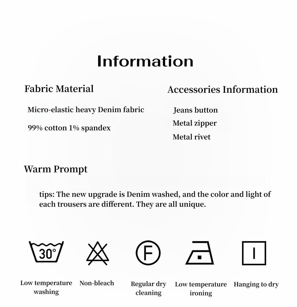 Textual information about fabric material, accessories, and care instructions on a white background.