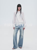 Person wearing a light-colored shirt and blue jeans on a white background with 'FIR' and 'LADY FUR' text.