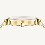 Versace VE1CA0623 Lady ladies watch with gold-tone polished/matte stainless steel case and bracelet, silver-gold dial, sapphire glass – elegant Swiss quartz luxury watch for women.