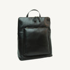 Full grain leather backpack, 30x39x11 cm, featuring “Made in Italy” polyester lining, two compartments, multiple zip pockets, and adjustable shoulder straps.