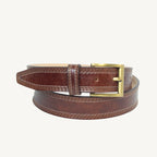 High-quality full-grain cow leather belt with triple stitching, wide 1.38 inches, nubuck leather backside, ideal for daily use.