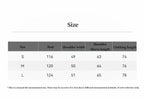 Size chart for clothing with measurements in centimeters