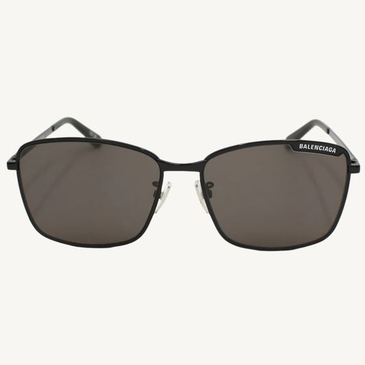 "Balenciaga unisex black sunglasses, model BB0280SA-001, featuring bold futuristic design and iconic branding"