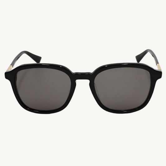 "Bottega Veneta unisex black sunglasses, model BV1262SA-001, with sleek bold frame and iconic minimalist aesthetic"