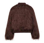 Brown textured sweater on a white background