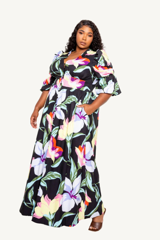 "Puff sleeve button front dress – trendy and versatile outfit for women, perfect for casual or dressy occasions"