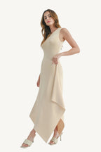 Maxi dress with side slit, made from 100% viscose. Lightweight, breathable, and elegant — perfect for stylish comfort and fluid movement.