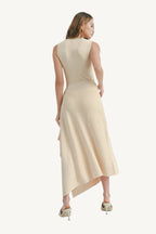 Maxi dress with side slit, made from 100% viscose. Lightweight, breathable, and elegant — perfect for stylish comfort and fluid movement.