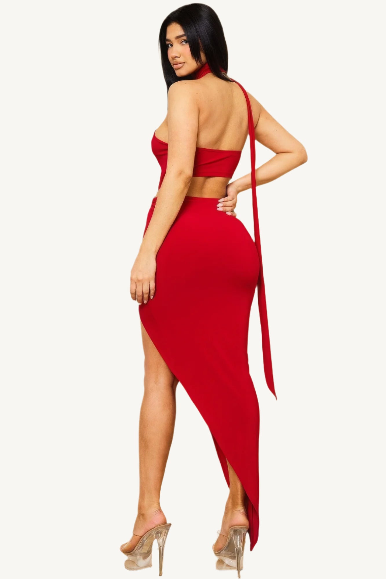 Elegant neck wrap one-shoulder bodycon maxi dress with a sleek silhouette – designed for comfort and timeless style.