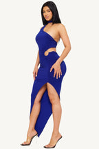 Neck wrap one-shoulder bodycon maxi dress, designed for elegance and comfort with a flattering silhouette.