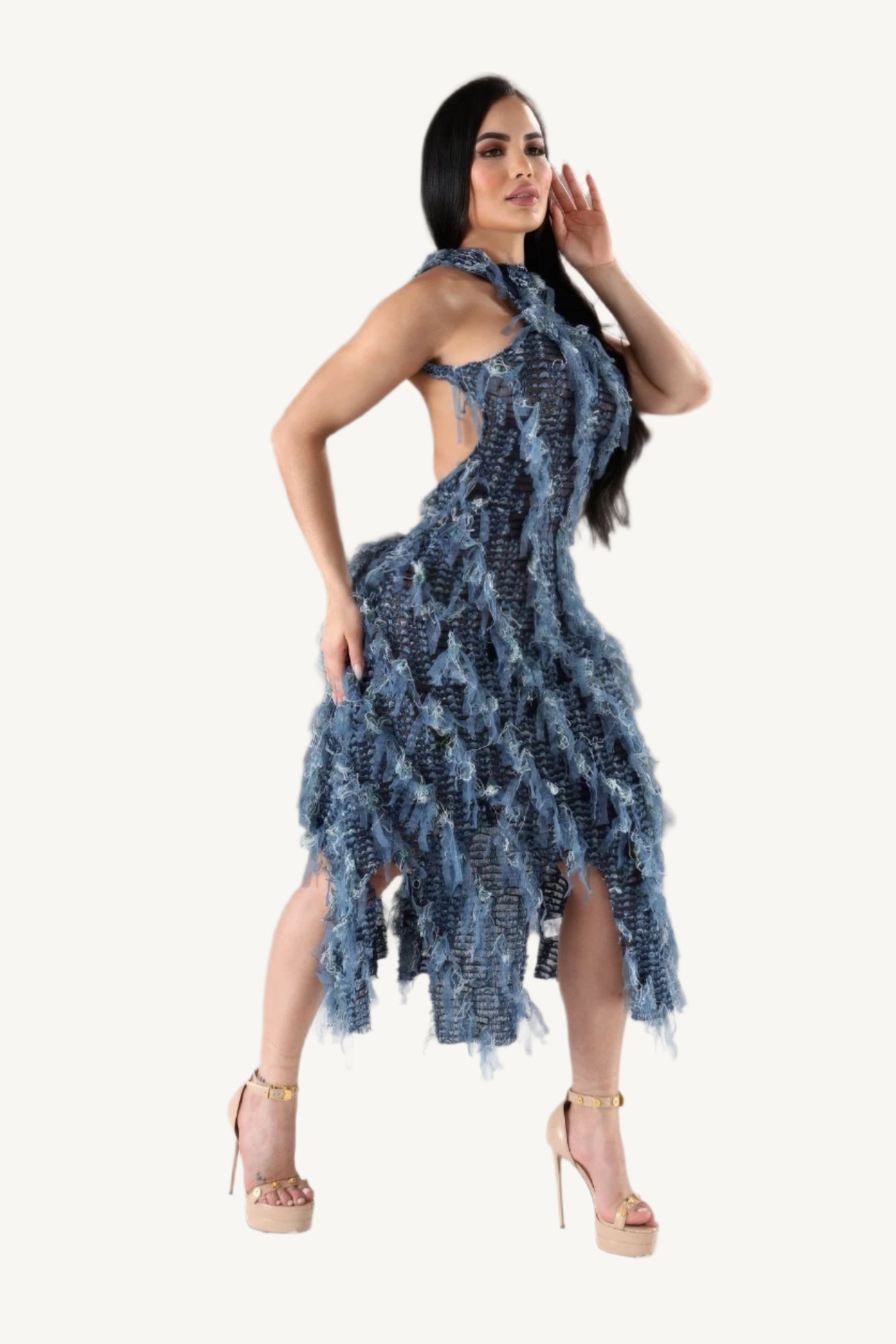 Elegant halter ruffled dress with a modern silhouette, featuring soft layered ruffles and a flattering neckline. Designed for comfort, style, and sophistication.