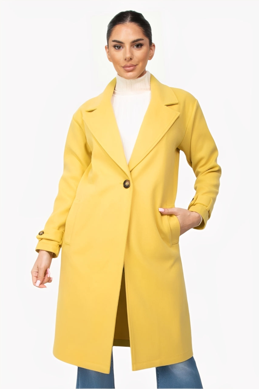 Collar Pocketed Coat – Citron ..