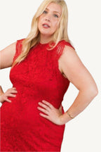 "Lace crochet mini dress with raglan sleeves and zipper back, designed for a stylish, elegant, and confident look."