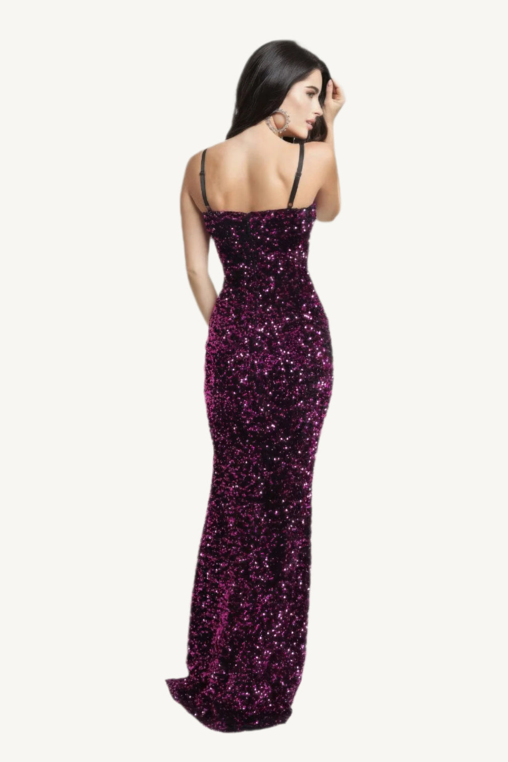 "Velvet corset maxi dress with contrast mesh detailing – elegant bustier-style silhouette for a bold, modern formal look."