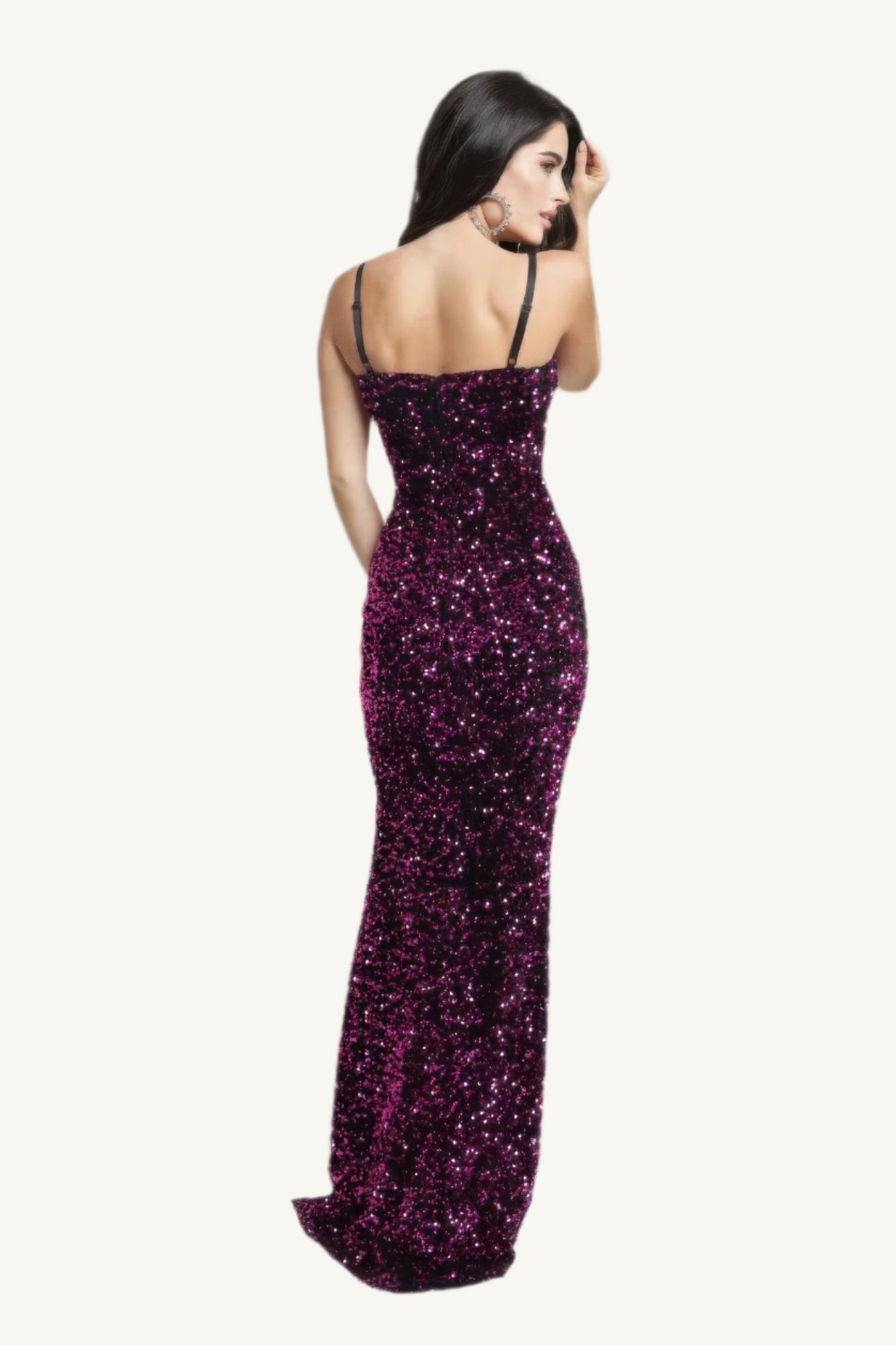 "Velvet corset maxi dress with contrast mesh detailing – elegant bustier-style silhouette for a bold, modern formal look."