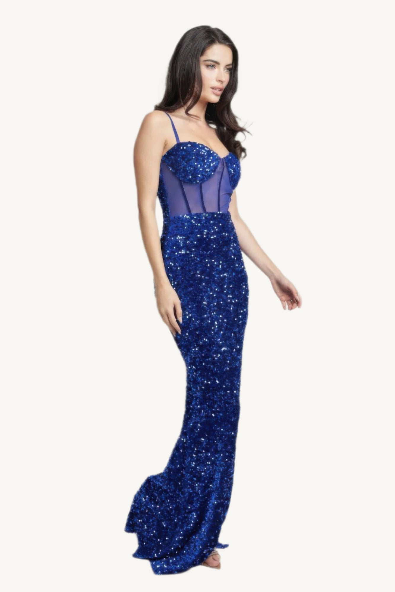 "Teddy velvet corset maxi dress with bustier-style top and contrast mesh detail – elegant silhouette with a bold, romantic edge."