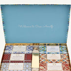 "Casa Amalfi Sailing Il Mediterraneo Gift Set featuring six luxurious 150g vegan soaps including a body scrub and a natural sisal bag, beautifully presented in an exclusive maiolica design inspired by the Amalfi Coast."