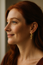 Leafy Branch Motif Climber Earrings in 14k Yellow Gold ..