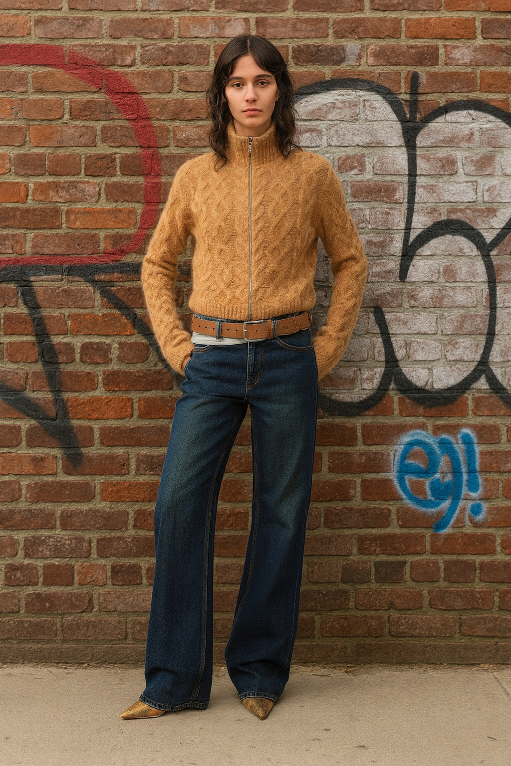 "Pure Flared" Japanese Imported Fabric Vintage Retro Washed Loose Flared Jeans for Women ..
