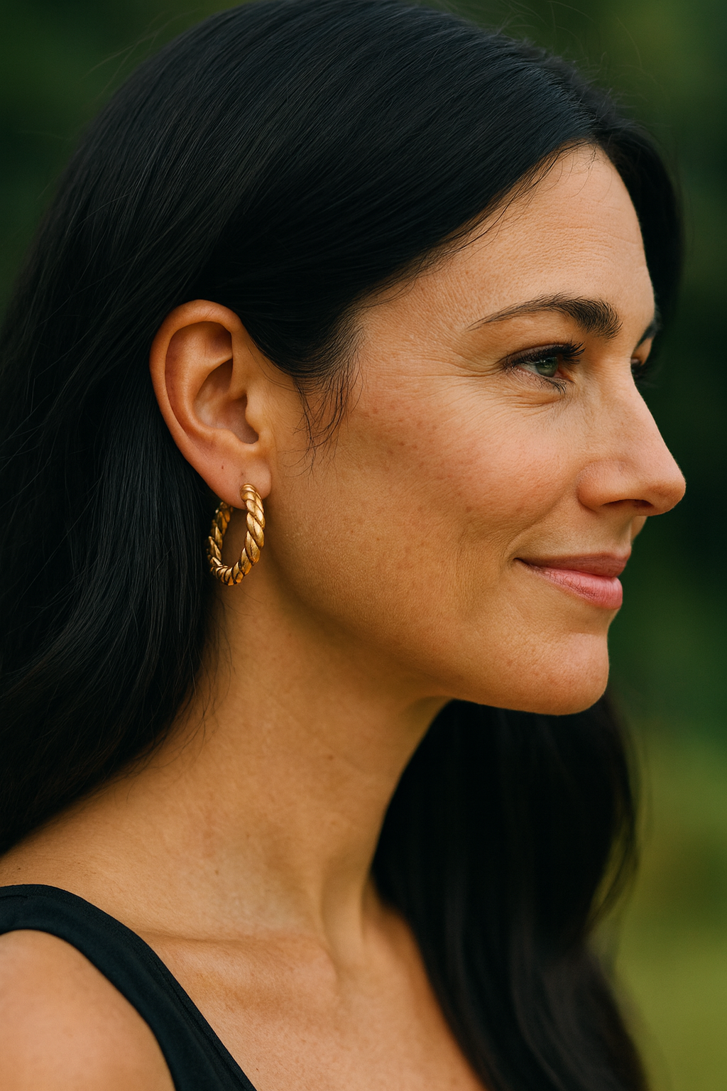 14k Yellow Gold Rope Hoop Earrings ..