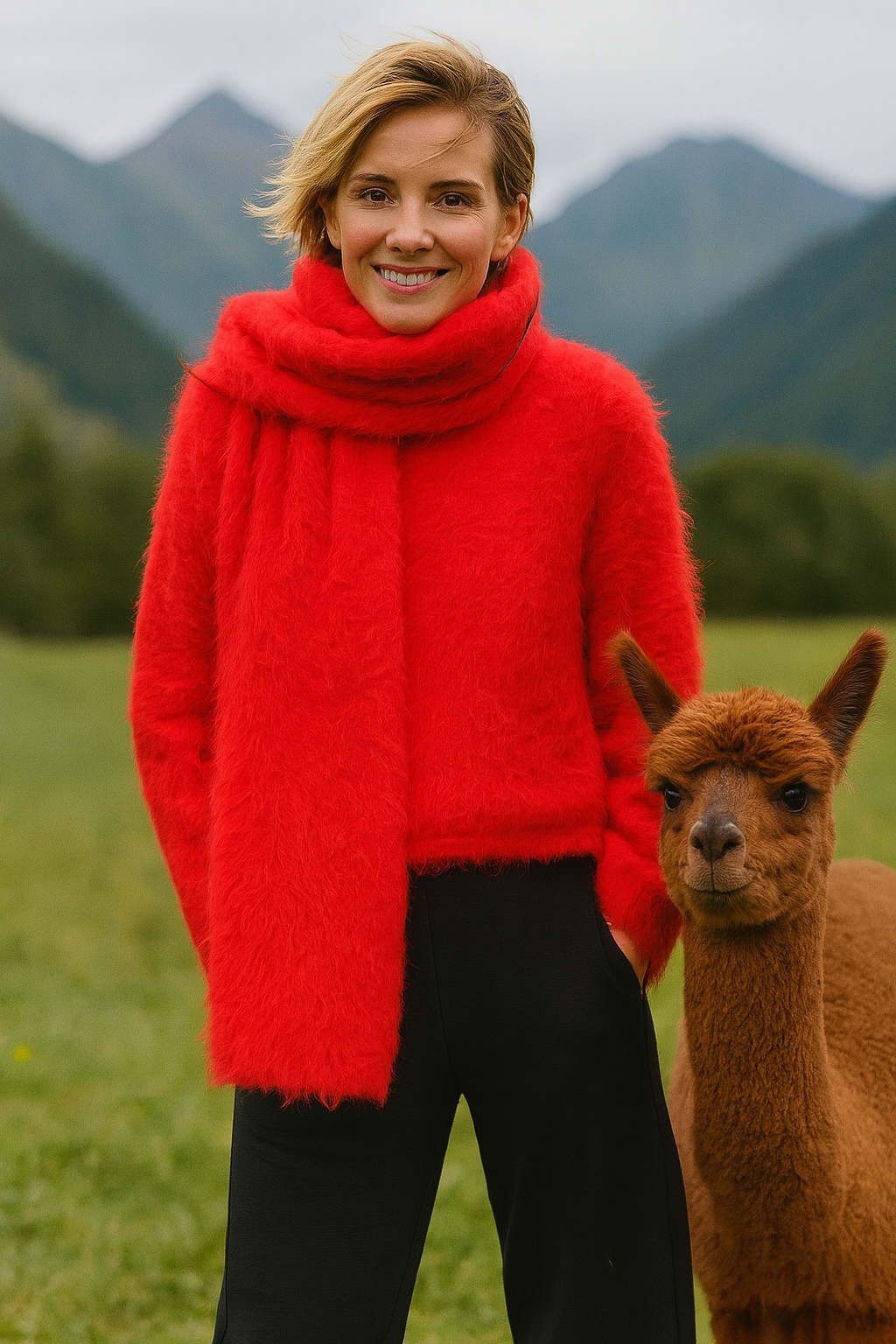 Winter Alpaca Wool Scarf for Women ..